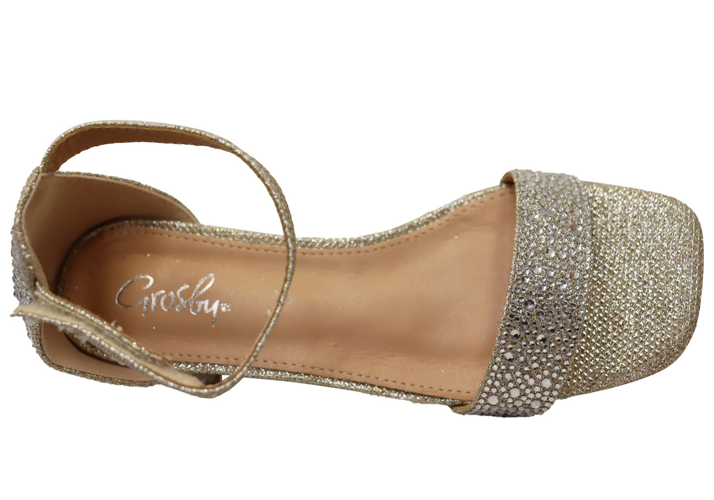 Grosby Allie Kids Girls Comfortable Low Heel Sandals Champagne