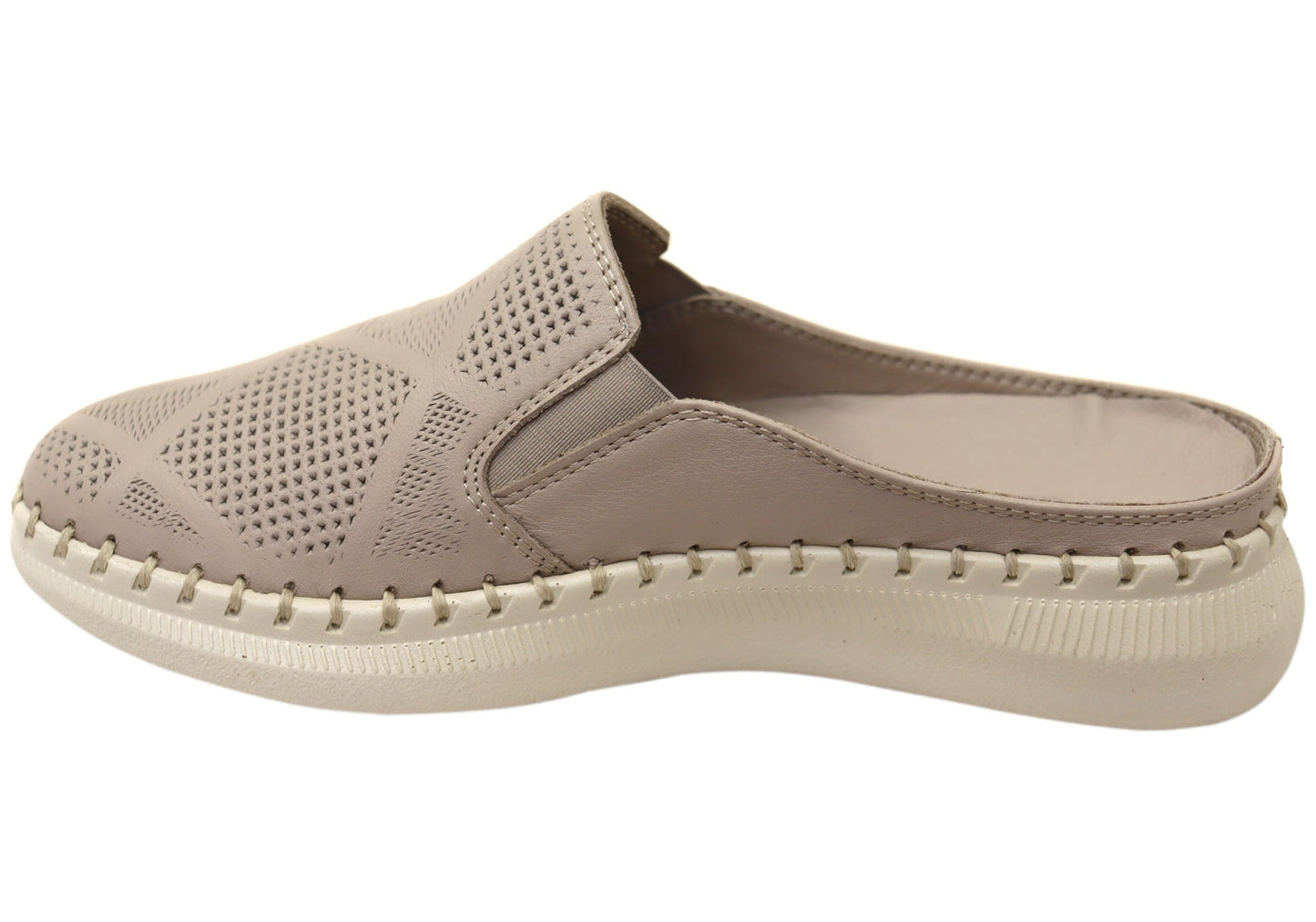 Orizonte Simmi Womens European Leather Closed Toe Open Back Mules