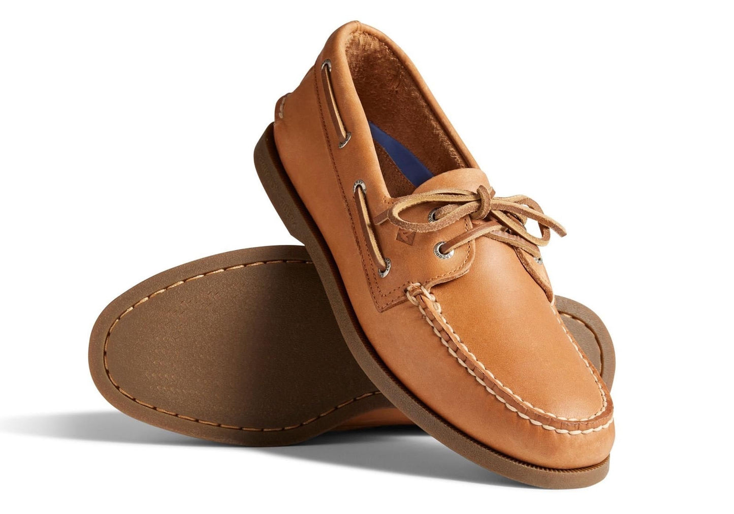 Sperry Mens A/0 2 Eye Leather Lace Up Comfortable Wide Fit Boat Shoes