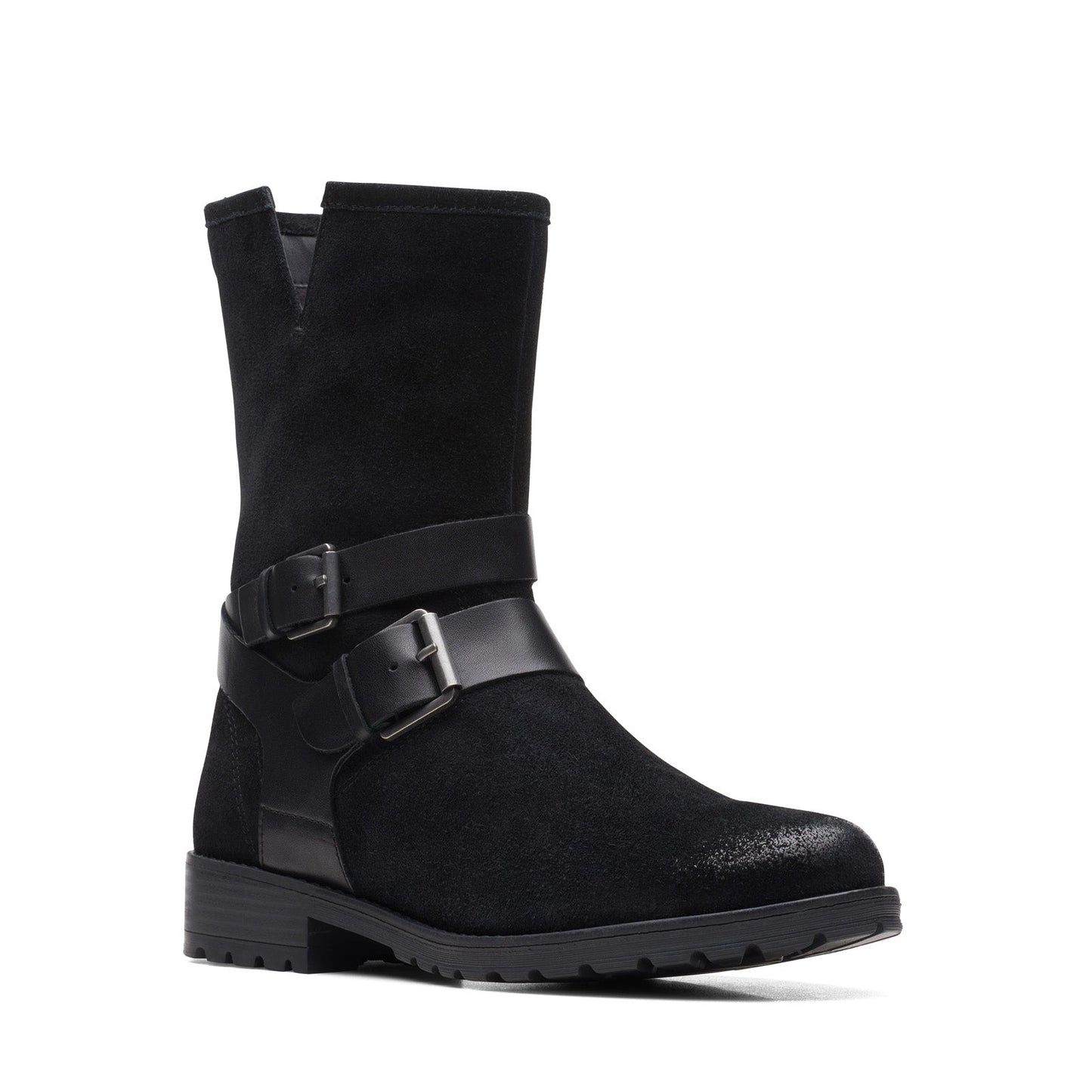 Clarks Clarkwell Mid 26168590 Womens Black Suede Zipper Casual Dress Boots