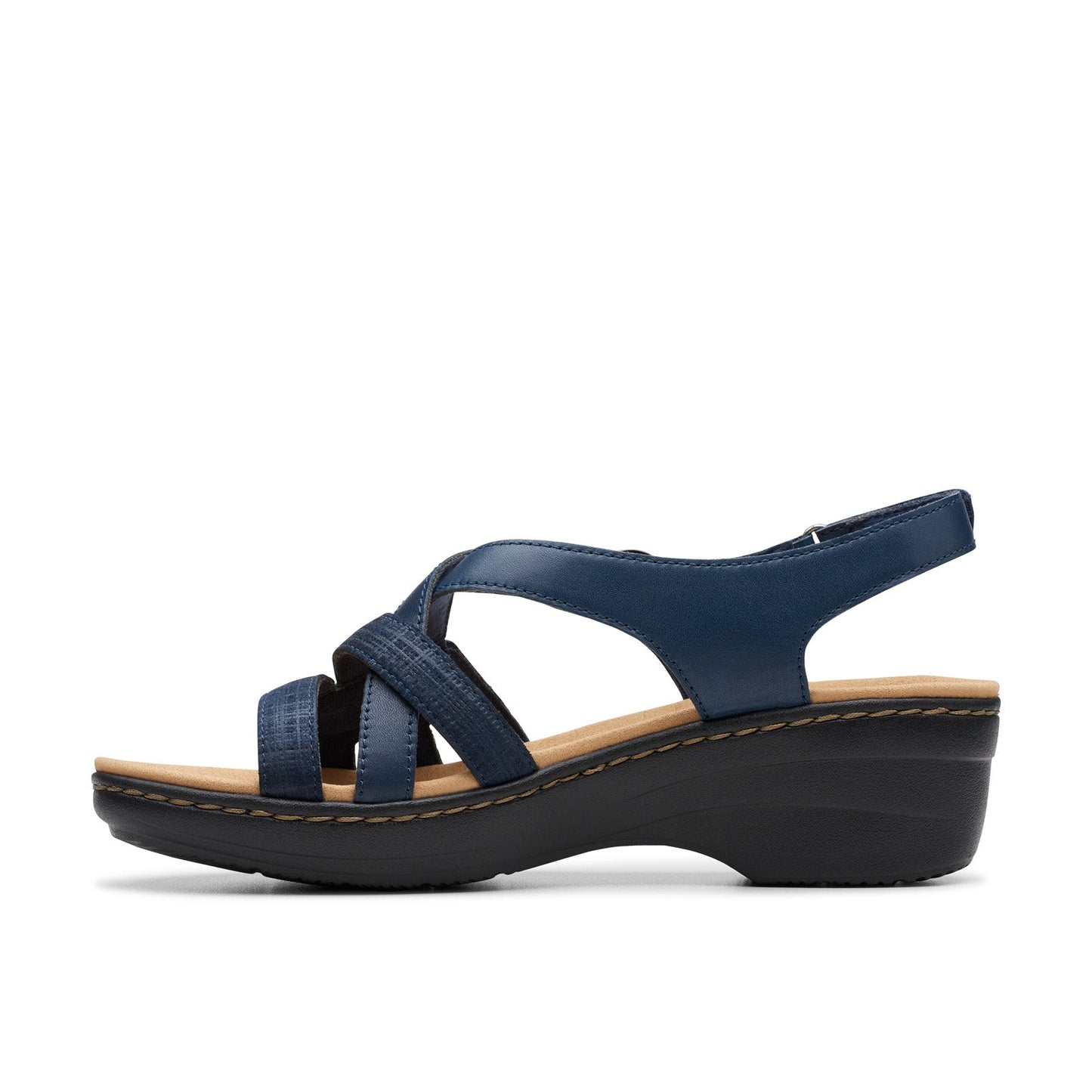 Clarks Merliah Bonita 26177403 Womens Blue Leather Strap Sandals Shoes