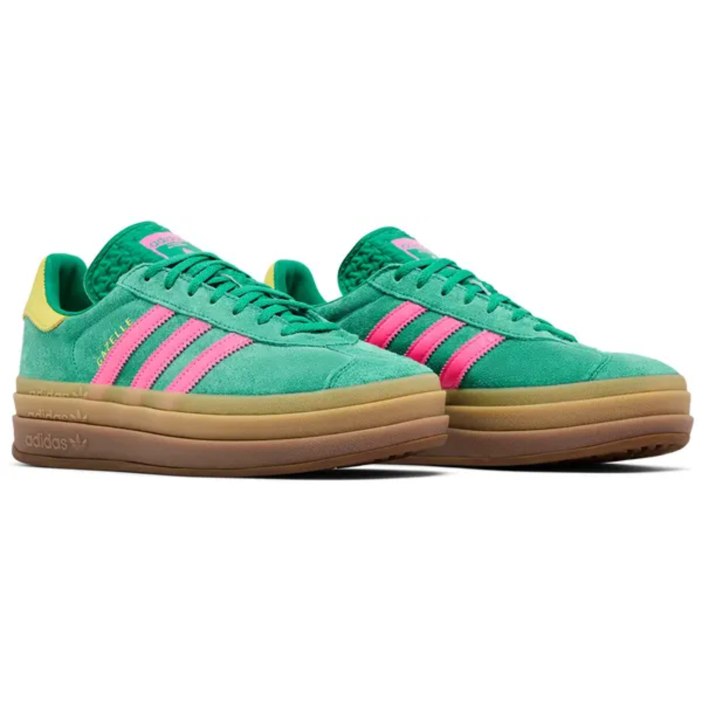 Adidas Originals Women's Green/Pink Gazelle Bold Sneakers, JH9668 (No Box)