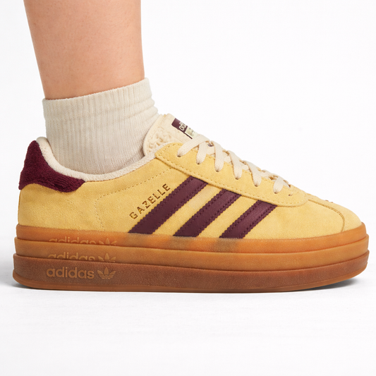Adidas Originals Women's Yellow/Maroon Gazelle Bold Sneakers, IF5937 (No Box)
