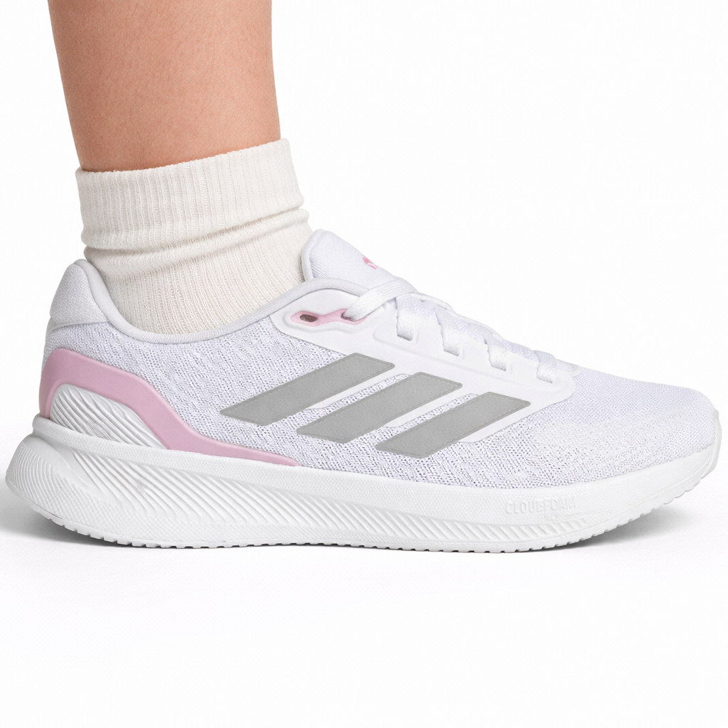 Adidas Women's White/Pink/Grey Runfalcon 5 Sneakers, JI3981 (No Box)
