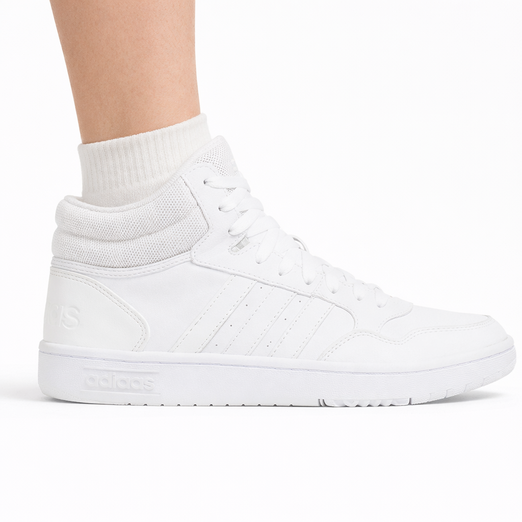 Adidas Women's White Hoops 3.0 Mid Sneakers, GW5457 (No Box)