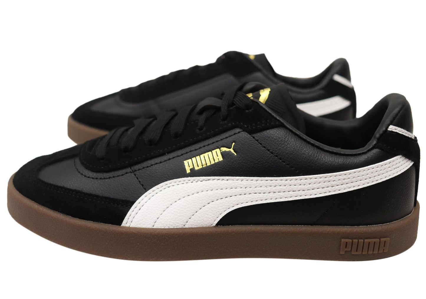 Puma Club II Era Mens Leather Lace Up Casual Shoes Black White