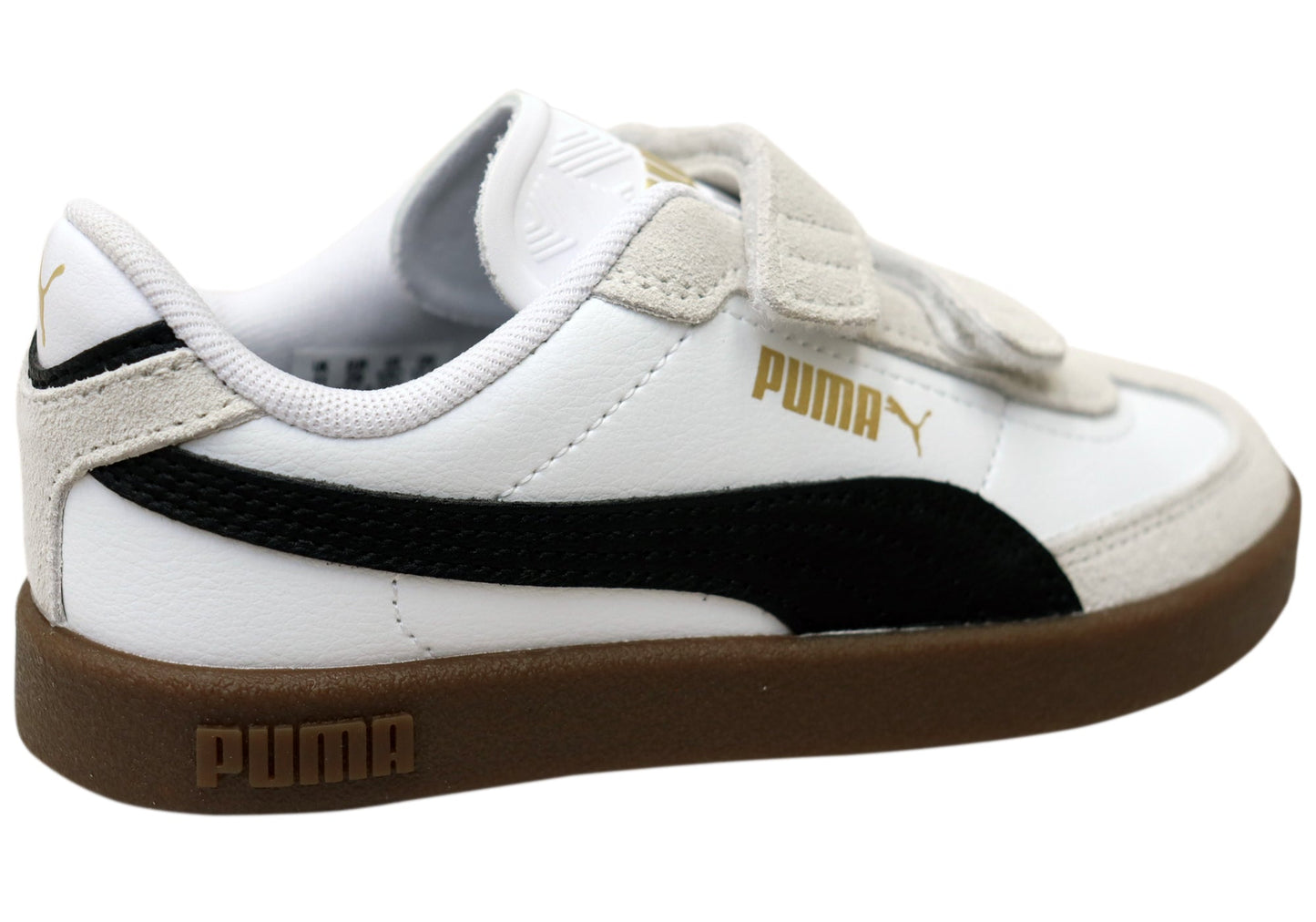 Puma Club II Era V PS Kids Adjustable Strap Sneakers White Black