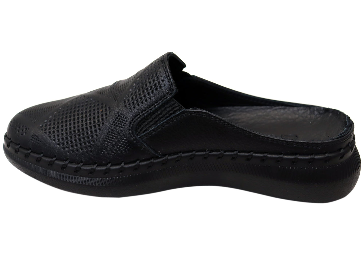 Orizonte Simmi Womens European Leather Closed Toe Open Back Mules