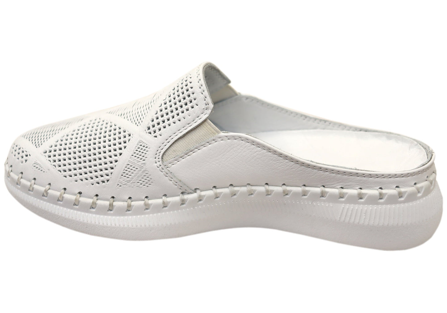 Orizonte Simmi Womens European Leather Closed Toe Open Back Mules