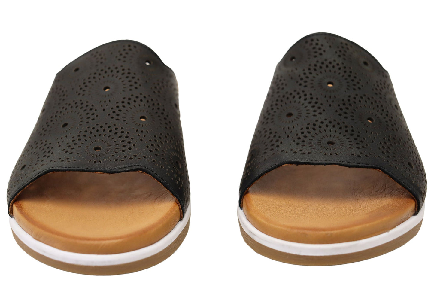 Orizonte Shelly Womens Comfortable European Leather Slides Sandals