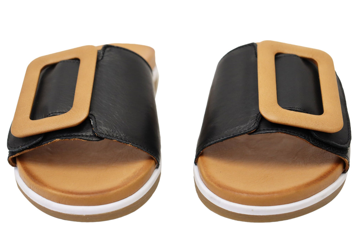 Orizonte Charm Womens Comfortable European Leather Slides Sandals