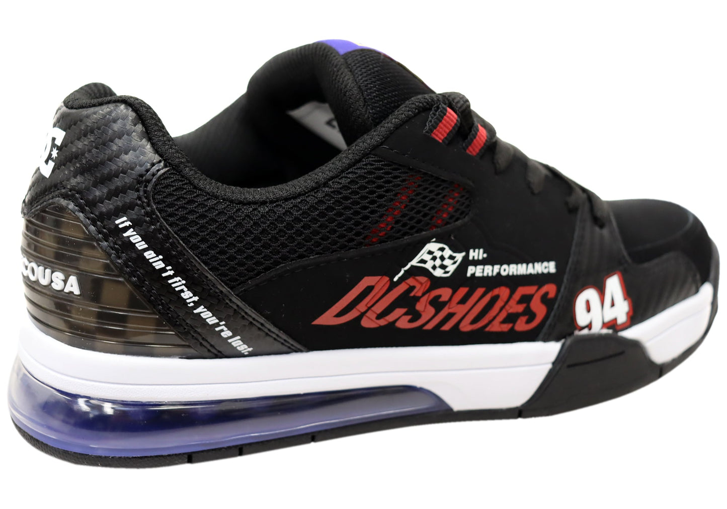 DC Shoes Mens Comfortable Leather Versatile Shoes Black Black Red