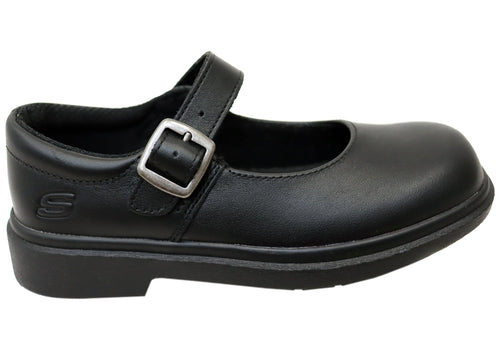 Skechers Kids Girls Smooth Tracks Elegant Steps Leather School Shoes