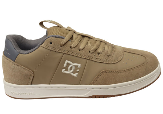 DC Shoes Mens Comfortable DC Astrix Leather Lace Up Shoes Tan Grey