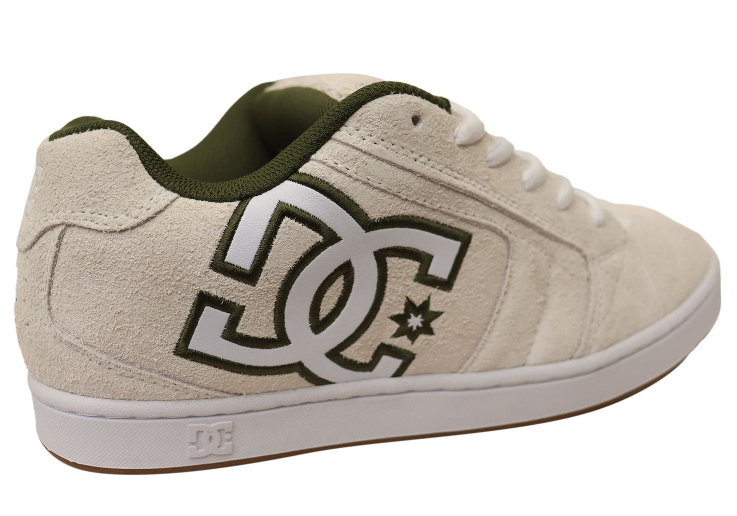 DC Shoes Mens Comfortable Leather Net SE Shoes Off White Green