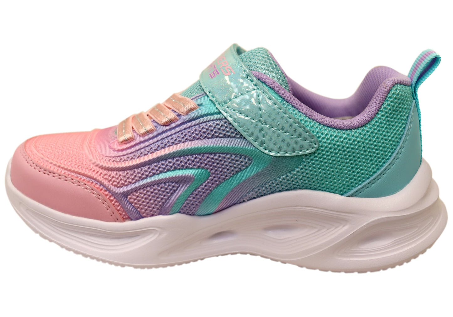 Skechers Kids Girls S Lights Sola Glow Color Breeze Shoes Aqua Pink