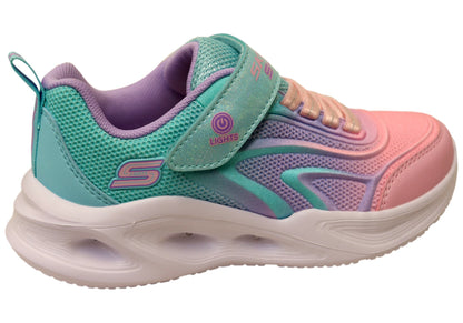 Skechers Kids Girls S Lights Sola Glow Color Breeze Shoes Aqua Pink
