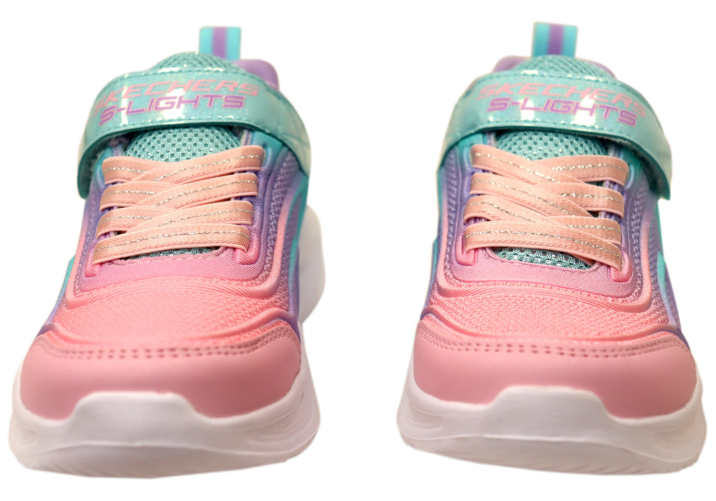 Skechers Kids Girls S Lights Sola Glow Color Breeze Shoes Aqua Pink