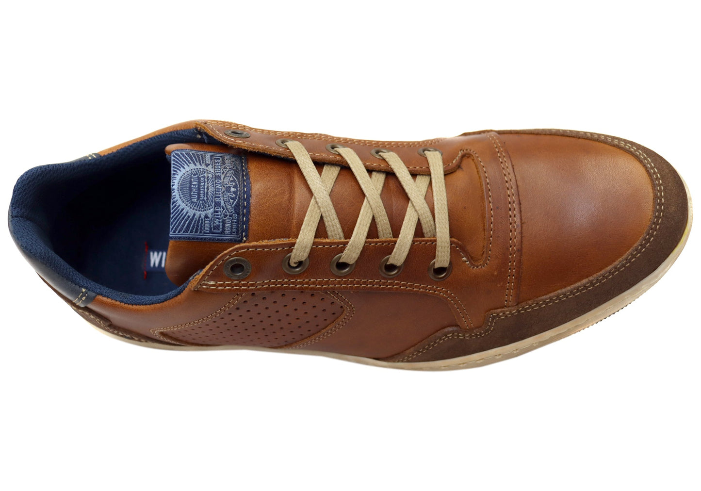 Wild Rhino Crest Mens Comfortable Leather Lace Up Casual Shoes