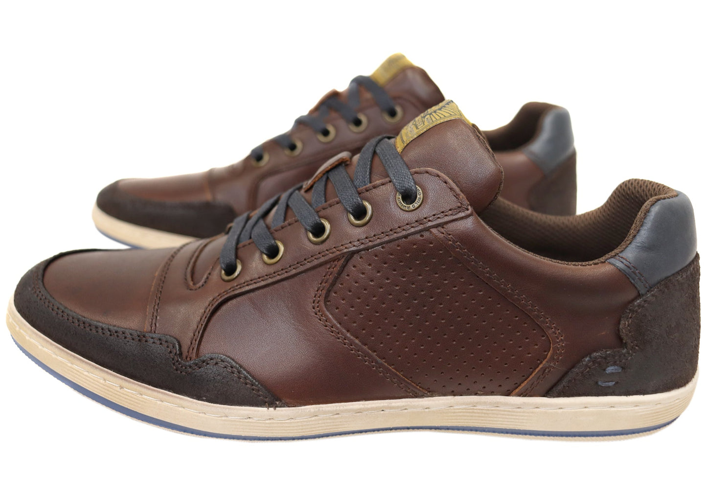 Wild Rhino Crest Mens Comfortable Leather Lace Up Casual Shoes