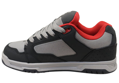 DC Shoes Mens DC Coiler Leather Lace Up Shoes Grey Black Red