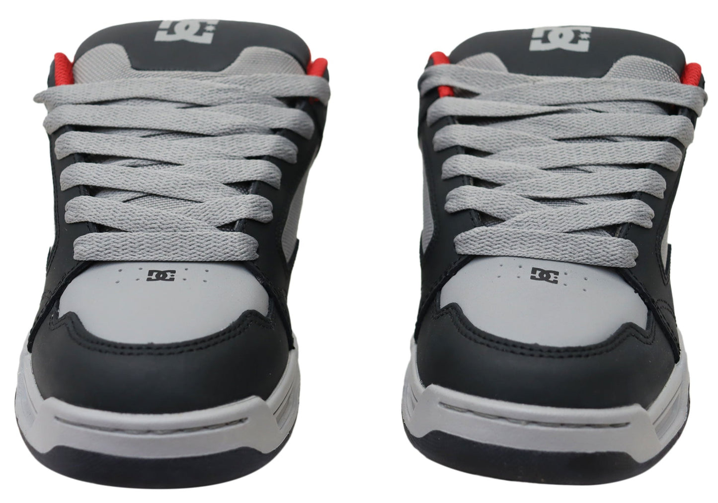 DC Shoes Mens DC Coiler Leather Lace Up Shoes Grey Black Red