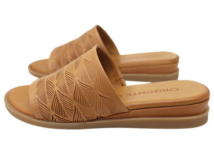 Orizonte Softsky Womens Comfortable European Leather Slides Sandals