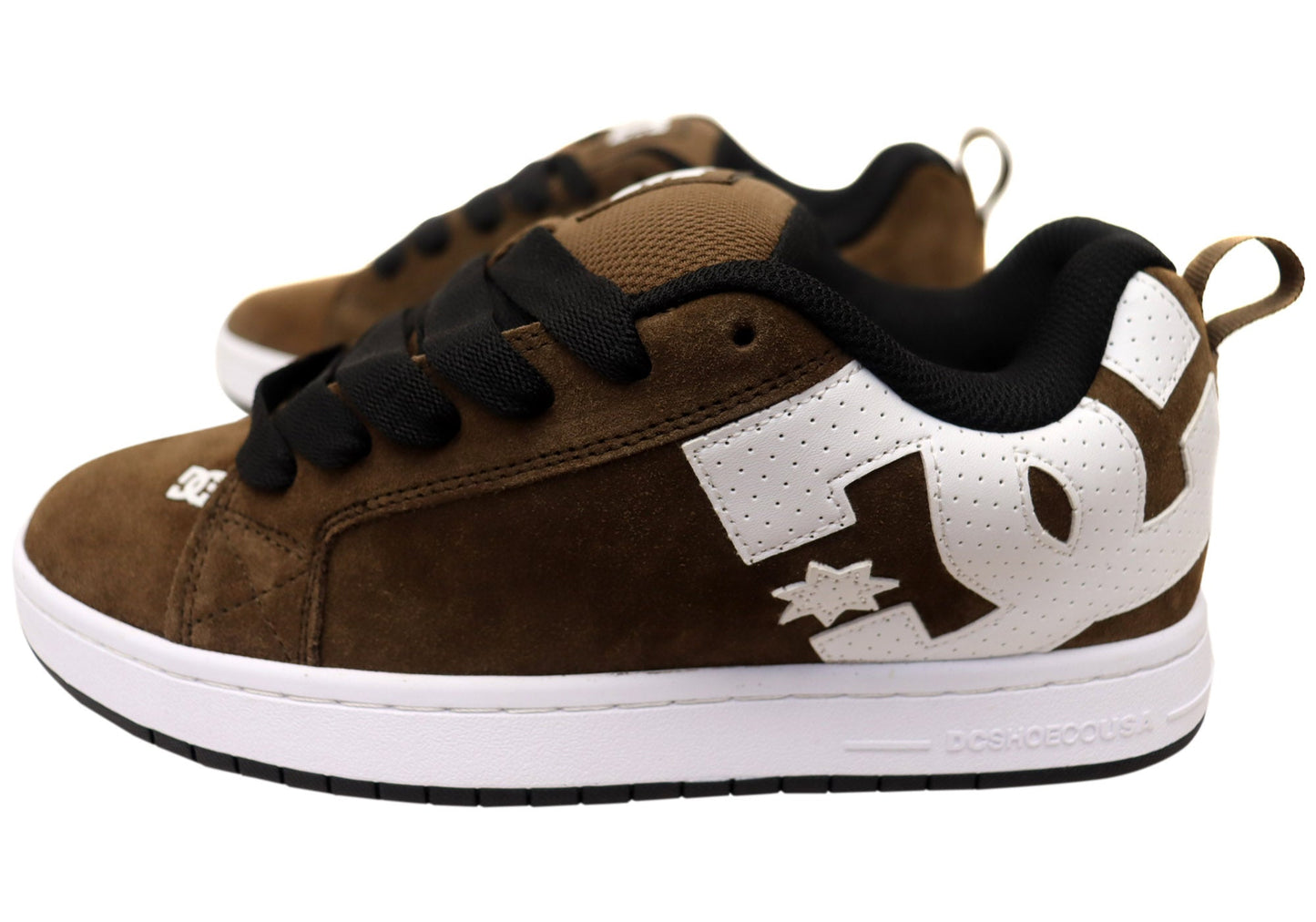 DC Shoes Mens Court Graffik SE Leather Lace Up Shoes Brown White