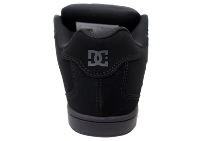 DC Shoes Mens Net Comfortable Leather Lace Up Shoes Black Black Black
