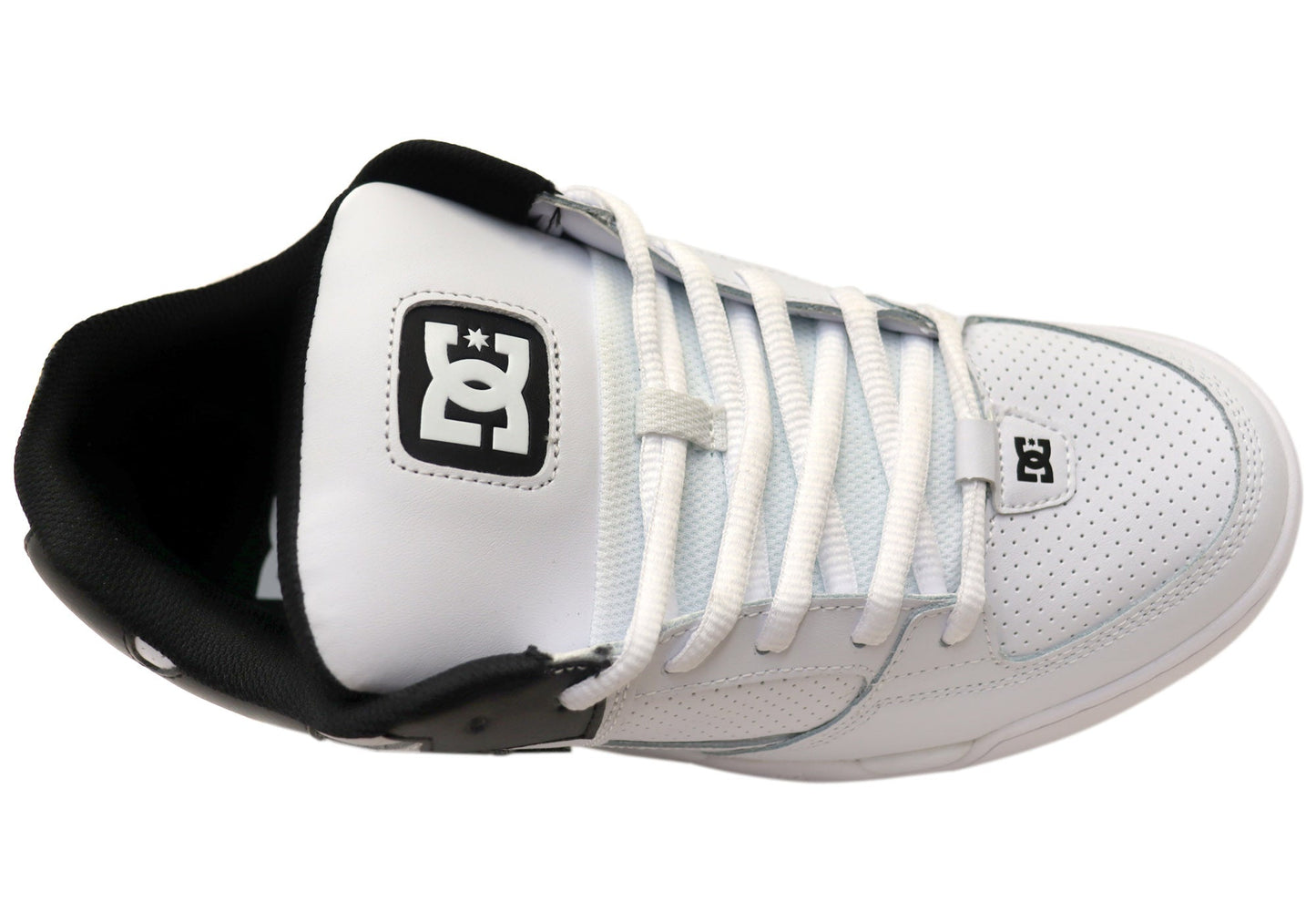 DC Shoes Mens DC Command Comfortable Leather Shoes White Black
