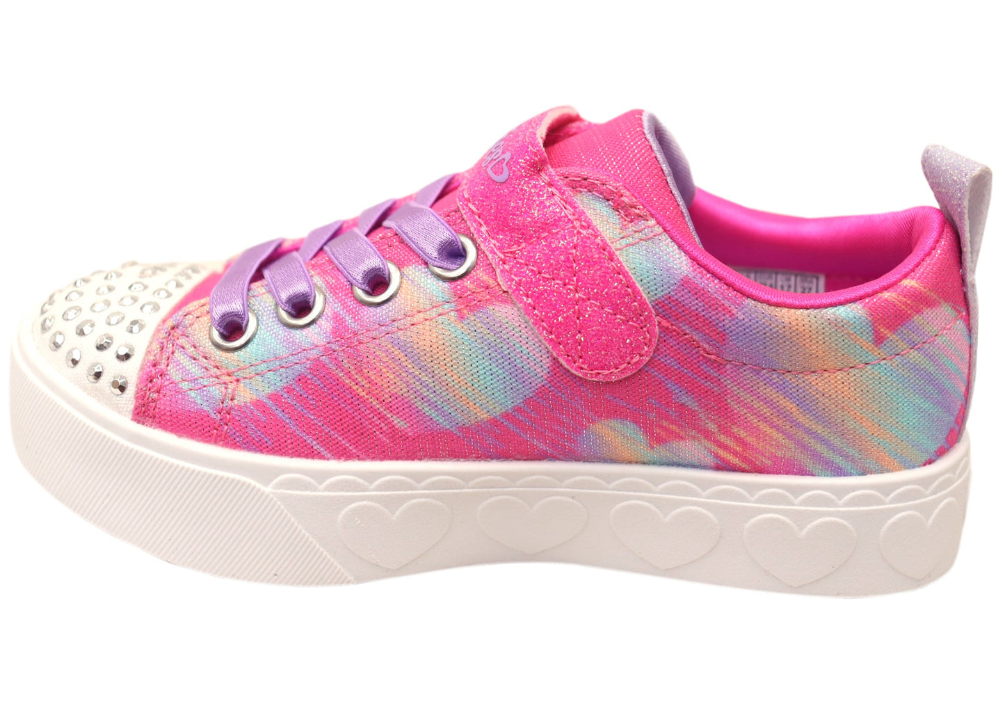 Skechers Kids Girls S Lights Heart Steps Heart Sketch Shoes Pink Multi