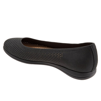 Trotters Darcey T1904-021 Womens Black Leather Slip On Ballet Flats Shoes