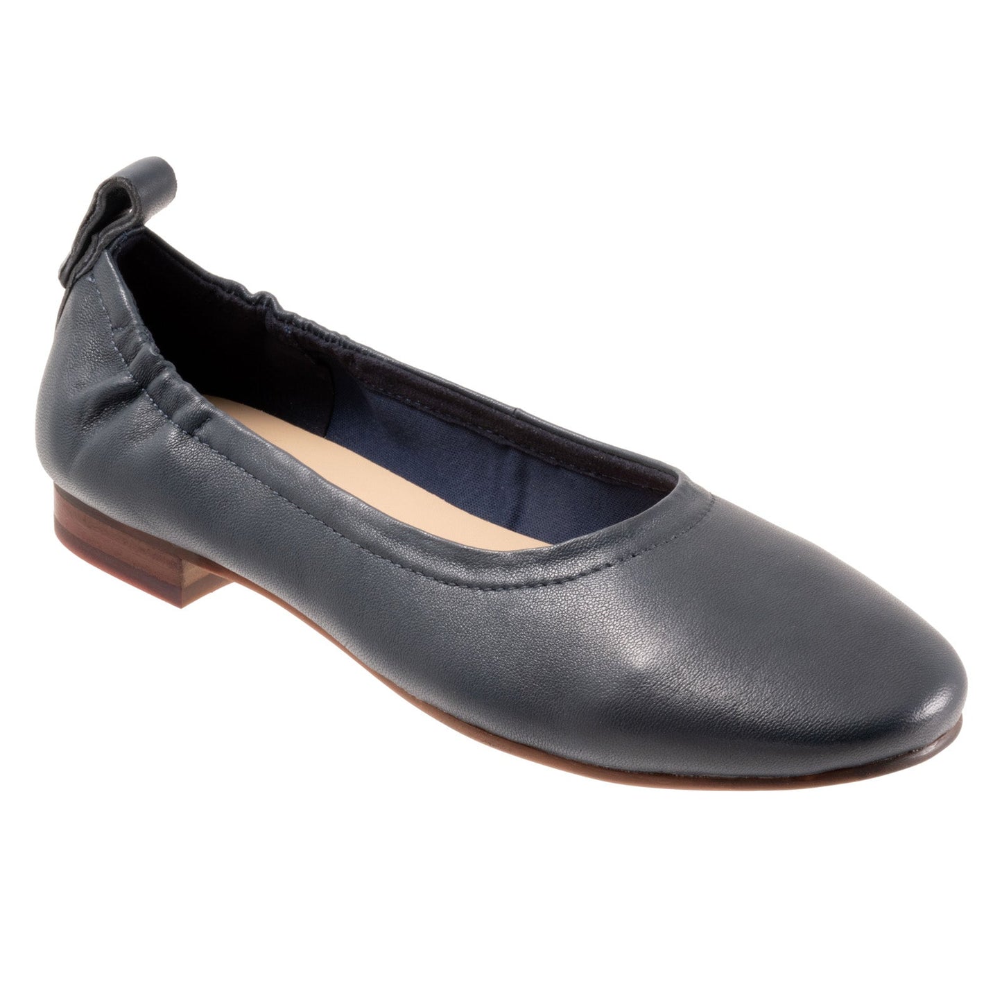 Trotters Gia T2252-400 Womens Blue Leather Slip On Ballet Flats Shoes