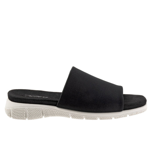 Trotters Toni T2323-001 Womens Black Leather Slip On Slides Sandals Shoes
