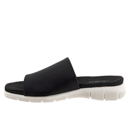 Trotters Toni T2323-001 Womens Black Leather Slip On Slides Sandals Shoes