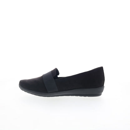 Easy Spirit Audrey 2 SEAUDREY2 Womens Black Wide Canvas Loafer Flats Shoes