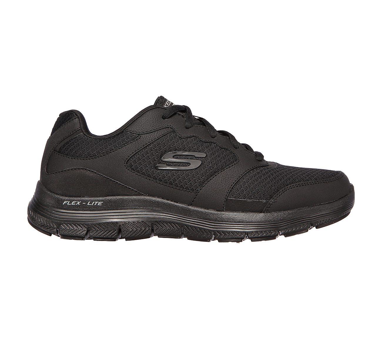 Mens Wide Fit Skechers Flex Advantage 4.0 - 232225 Walking Black Trainers