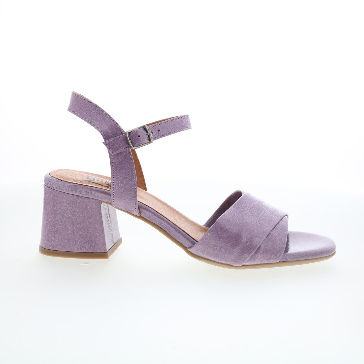 Miz Mooz Bela Womens Purple Leather Hook & Loop Heeled Sandals Shoes