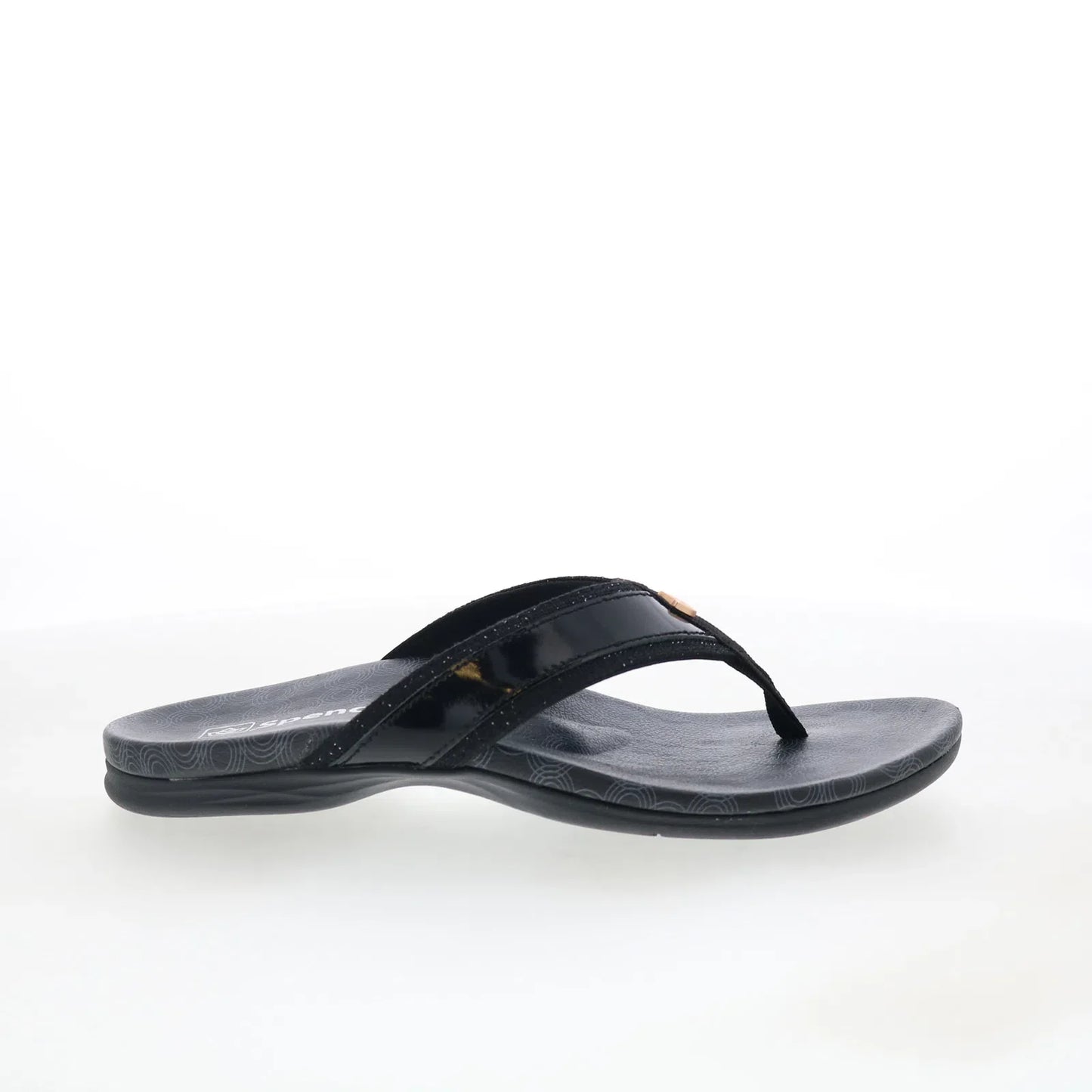 Spenco Cabo SP1225BLK Womens Black Leather Slip On Flip-Flops Sandals Shoes