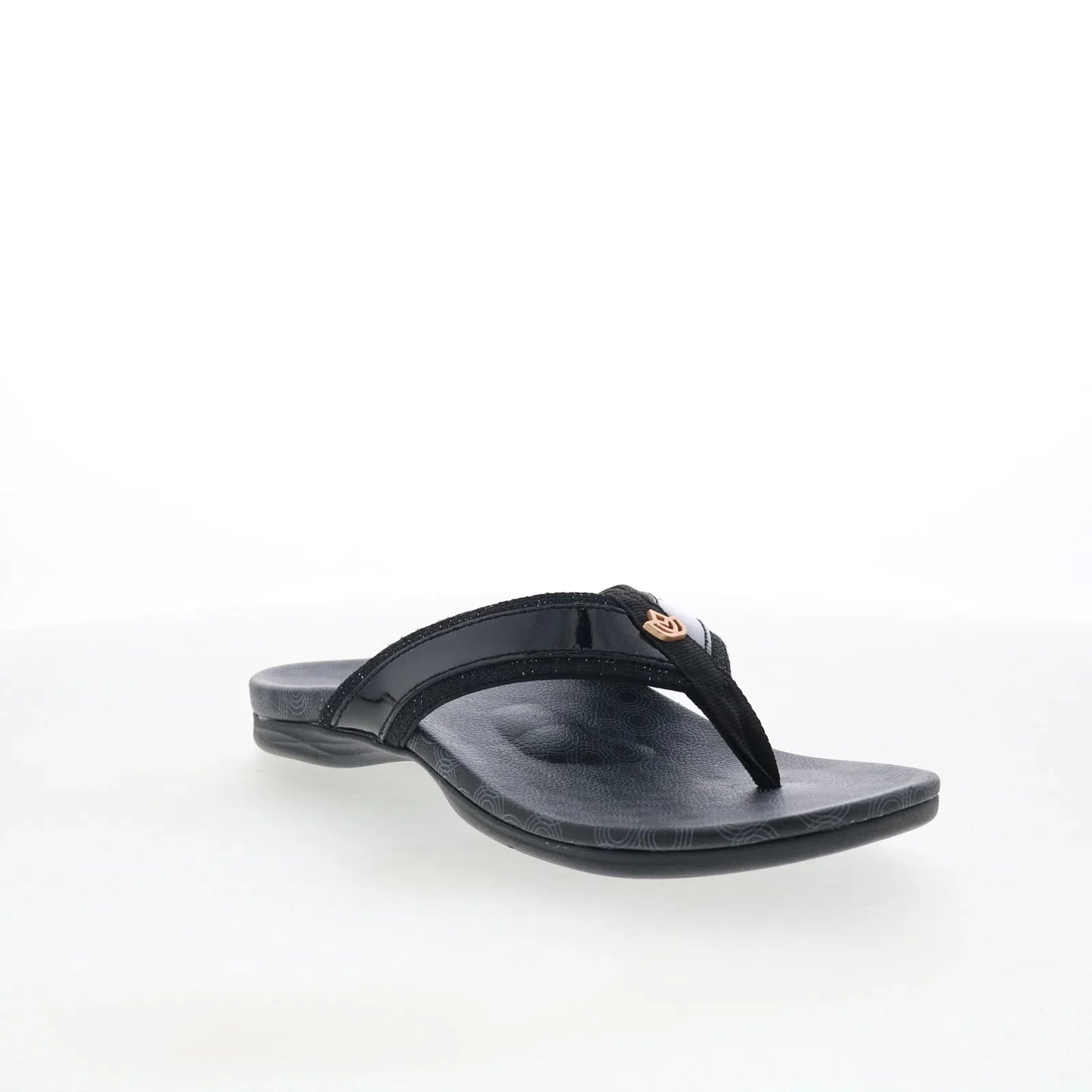 Spenco Cabo SP1225BLK Womens Black Leather Slip On Flip-Flops Sandals Shoes