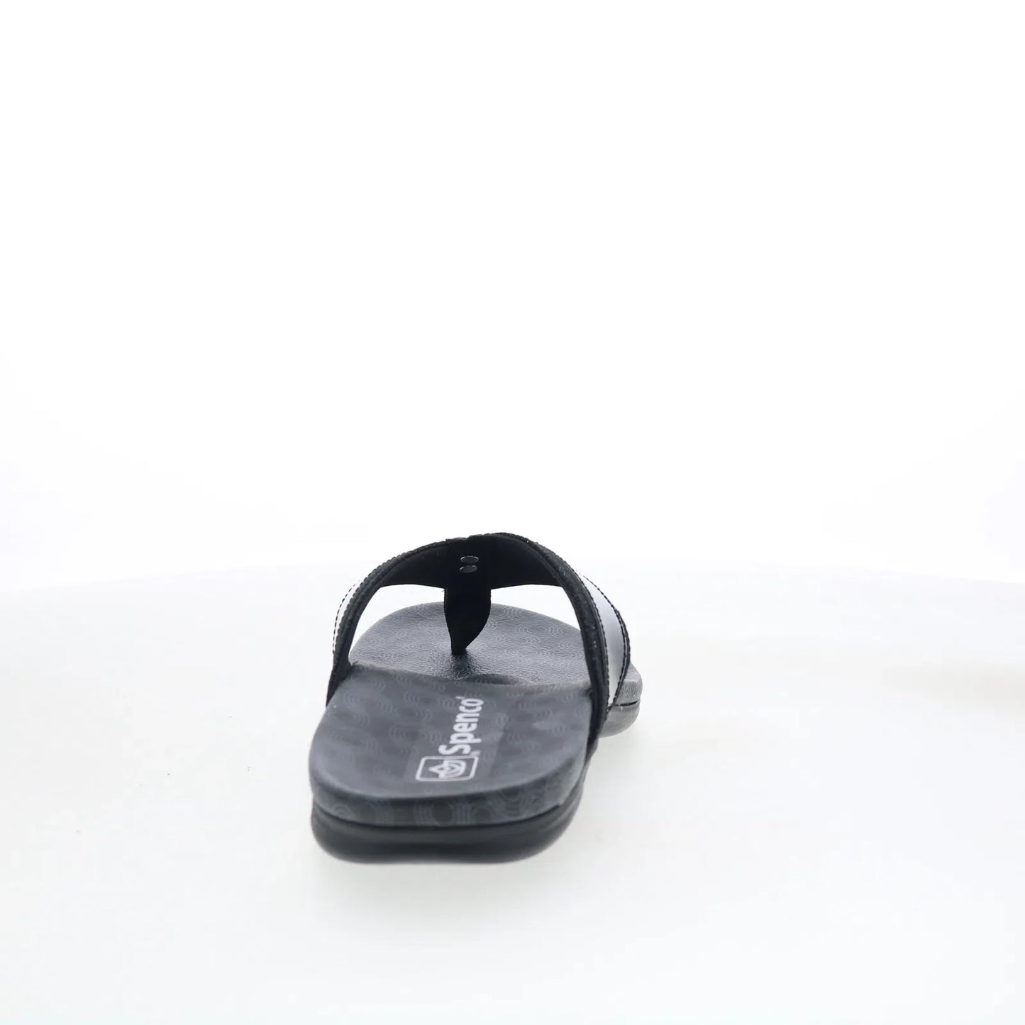 Spenco Cabo SP1225BLK Womens Black Leather Slip On Flip-Flops Sandals Shoes