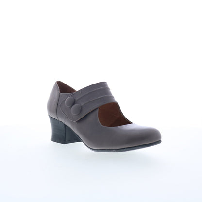 Miz Mooz Fayth Womens Gray Leather Slip On Pumps Heels Shoes