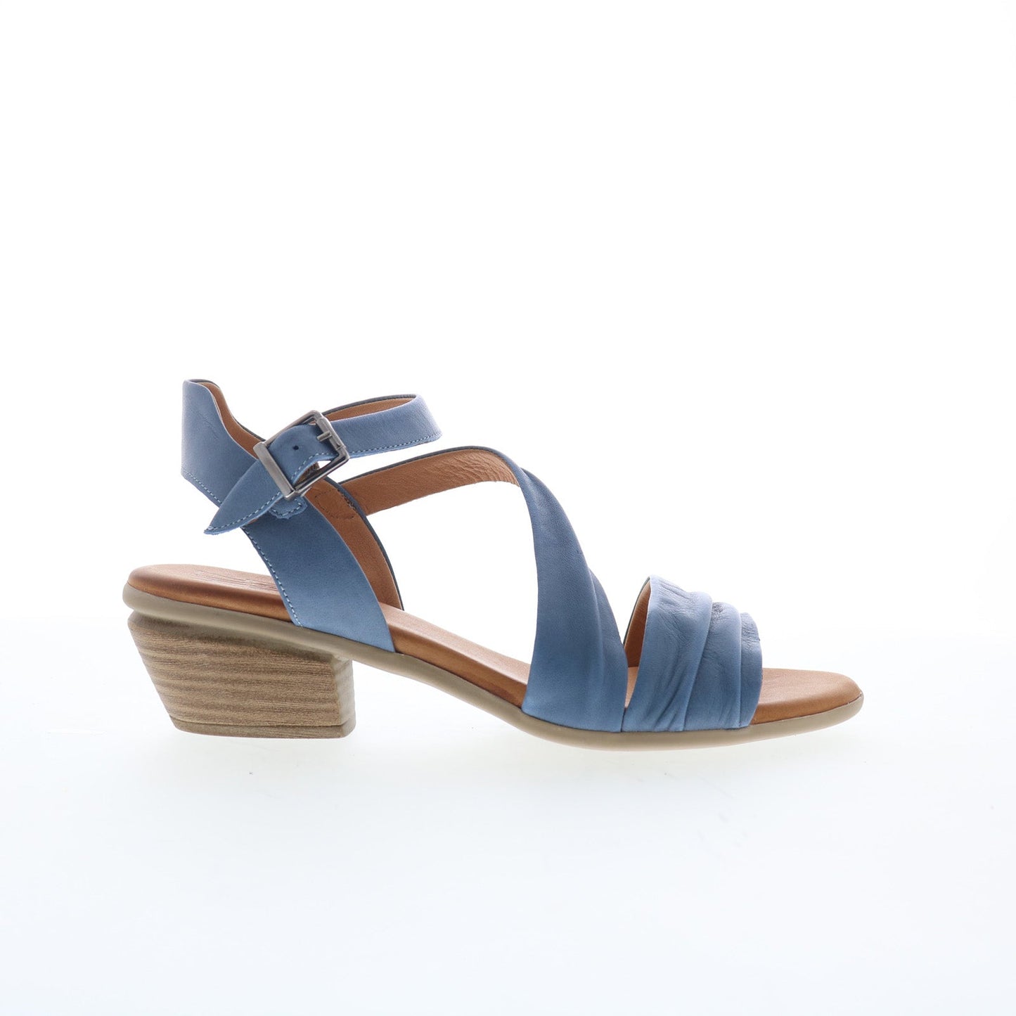 Miz Mooz Kailee Womens Blue Leather Hook & Loop Heeled Sandals Shoes