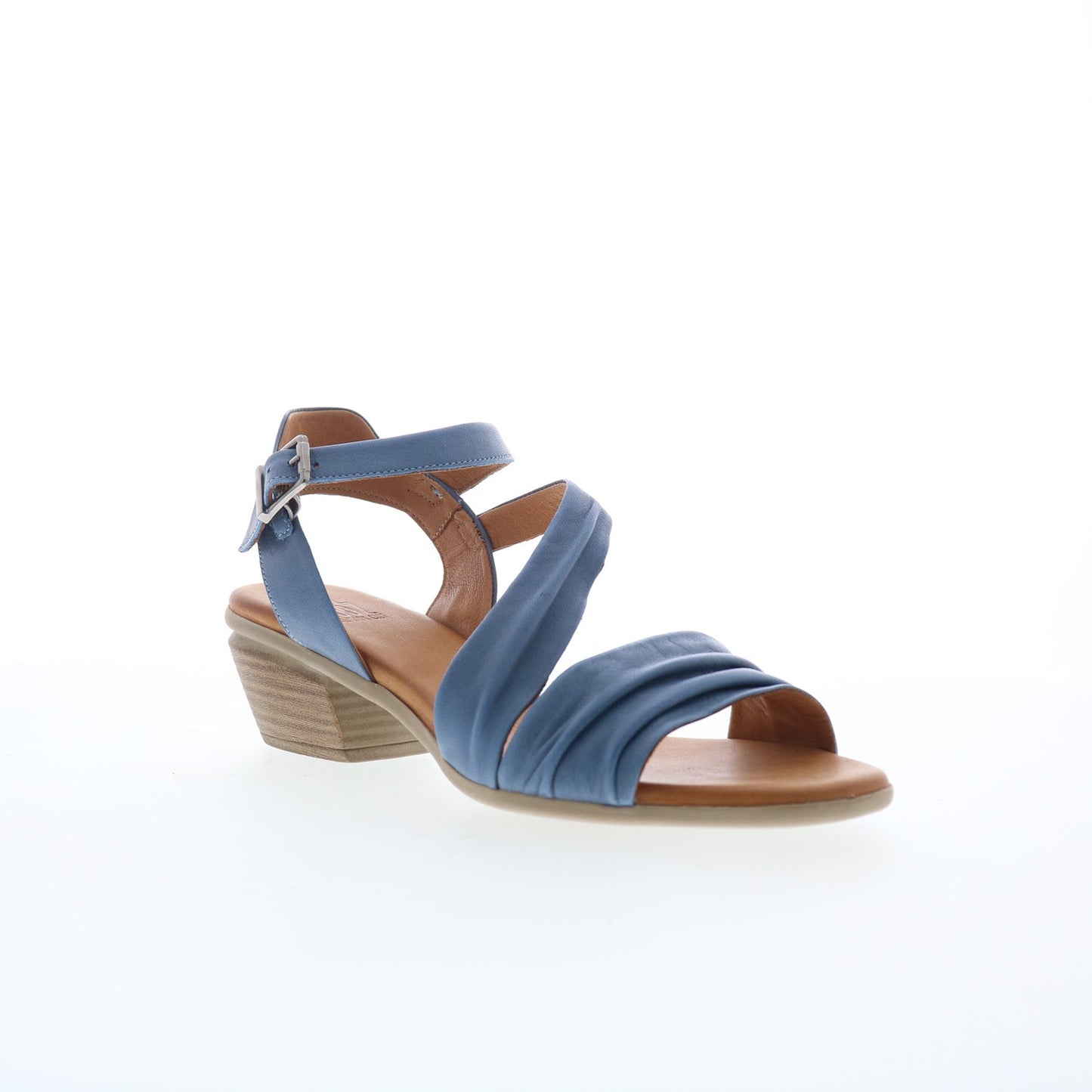 Miz Mooz Kailee Womens Blue Leather Hook & Loop Heeled Sandals Shoes