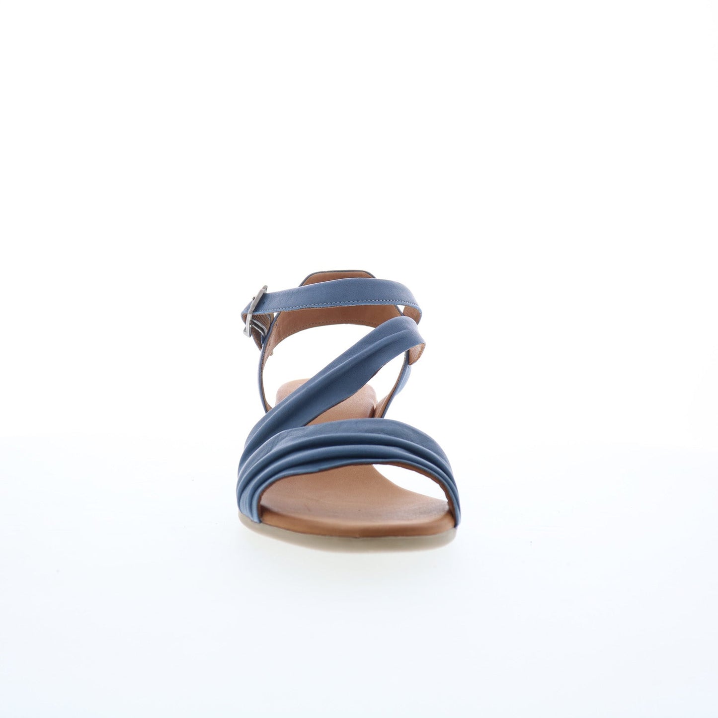Miz Mooz Kailee Womens Blue Leather Hook & Loop Heeled Sandals Shoes