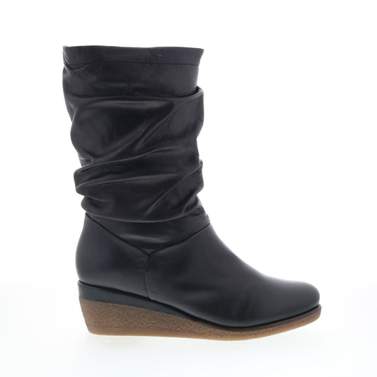 Miz Mooz Martina-MM Womens Black Leather Zipper Casual Dress Boots