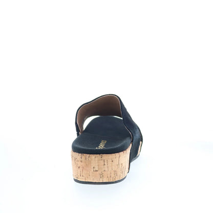 Spenco Passport Wedge SP1158BLK Womens Black Wide Slides Sandals Shoes