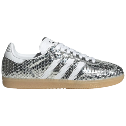Adidas Originals Womens Silver Snakeskin Samba Sneakers, IH9016
