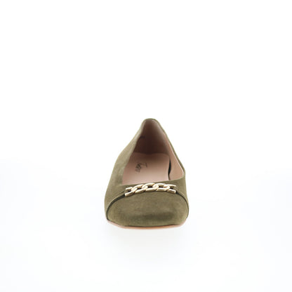 Trotters Harmony T2250-342 Womens Green Suede Slip On Ballet Flats Shoes