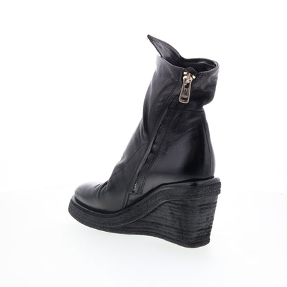 A.S. 98 Tremont Womens Black Leather Zipper Casual Dress Boots